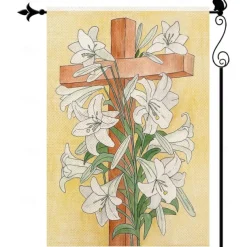 Jesus Garden Flag 12x18Inch Outdoor Decorations He is Risen Welcome Garden Patio Flag Flower Yard Flag Double Sided Holiday Outdoor Flags 1pc