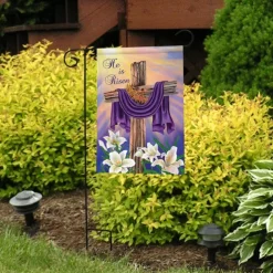 Jesus Garden Flag 12x18Inch Outdoor Decorations He is Risen Welcome Garden Patio Flag Flower Yard Flag Double Sided Holiday Outdoor Flags 1pc