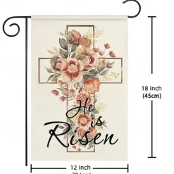Jesus Garden Flag 12x18Inch Outdoor Decorations He is Risen Welcome Garden Patio Flag Flower Yard Flag Double Sided Holiday Outdoor Flags 1pc