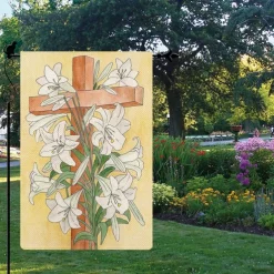 Jesus Garden Flag 12x18Inch Outdoor Decorations He is Risen Welcome Garden Patio Flag Flower Yard Flag Double Sided Holiday Outdoor Flags 1pc