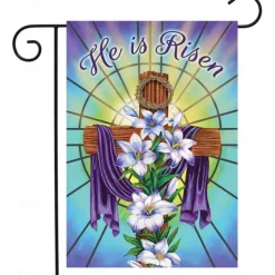 Jesus Garden Flag 12x18Inch Outdoor Decorations He is Risen Welcome Garden Patio Flag Flower Yard Flag Double Sided Holiday Outdoor Flags 1pc