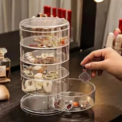 Jewelry Storage Box Storage Rack Multi-Layer Rotating Earrings Hairpin Headdress Head Rope Box Exquisite Finishing Jewelry Box