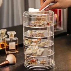 Jewelry Storage Box Storage Rack Multi-Layer Rotating Earrings Hairpin Headdress Head Rope Box Exquisite Finishing Jewelry Box