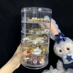 Jewelry Storage Box Storage Rack Multi-Layer Rotating Earrings Hairpin Headdress Head Rope Box Exquisite Finishing Jewelry Box
