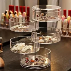 Jewelry Storage Box Storage Rack Multi-Layer Rotating Earrings Hairpin Headdress Head Rope Box Exquisite Finishing Jewelry Box