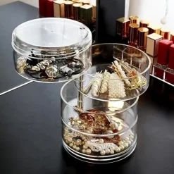 Jewelry Storage Box Storage Rack Multi-Layer Rotating Earrings Hairpin Headdress Head Rope Box Exquisite Finishing Jewelry Box