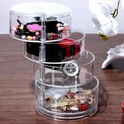 Jewelry Storage Box Storage Rack Multi-Layer Rotating Earrings Hairpin Headdress Head Rope Box Exquisite Finishing Jewelry Box