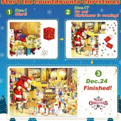 Jigsaw Puzzle Advent Calendar 2025-1008 Pieces Jigsaw Puzzle for Adult Kids,24 Days Countdown Calendar,The Birth of Jesus,Family Game Puzzle,Christmas Gift Idea for Teens