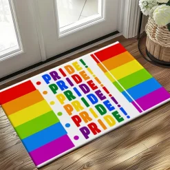 June Pride Month Gay Pride Month LGBTQ LGBT Rainbow Doormat Non-Slip Oil Proof Rug Indoor Outdoor Mat Bedroom Decor Bathroom Mat Entrance Rug