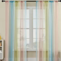 June Pride Month LGBT Rainbow Semi Sheer Curtain Teenage Girls Bedroom Curtains Set Window Panel Voiles Drape for Girls Room/Kids Room/Nursery/Living Room 1 Panel