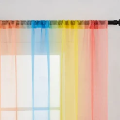 June Pride Month LGBT Rainbow Semi Sheer Curtain Teenage Girls Bedroom Curtains Set Window Panel Voiles Drape for Girls Room/Kids Room/Nursery/Living Room 1 Panel
