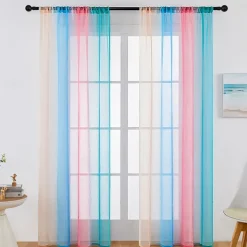 June Pride Month LGBT Rainbow Semi Sheer Curtain Teenage Girls Bedroom Curtains Set Window Panel Voiles Drape for Girls Room/Kids Room/Nursery/Living Room 1 Panel
