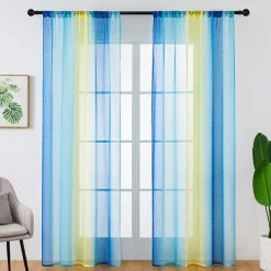 June Pride Month LGBT Rainbow Semi Sheer Curtain Teenage Girls Bedroom Curtains Set Window Panel Voiles Drape for Girls Room/Kids Room/Nursery/Living Room 1 Panel