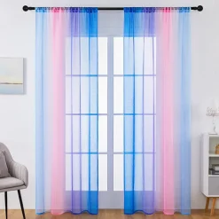 June Pride Month LGBT Rainbow Semi Sheer Curtain Teenage Girls Bedroom Curtains Set Window Panel Voiles Drape for Girls Room/Kids Room/Nursery/Living Room 1 Panel