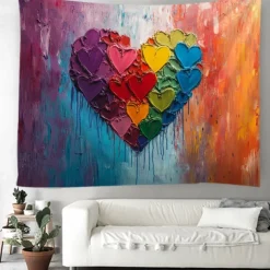 June Pride Month Rainbow Painting Hanging Tapestry Wall Art Large Tapestry Mural Decor Photograph Backdrop Blanket Curtain Home Bedroom Living Room Decoration