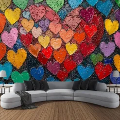 June Pride Month Rainbow Painting Hanging Tapestry Wall Art Large Tapestry Mural Decor Photograph Backdrop Blanket Curtain Home Bedroom Living Room Decoration