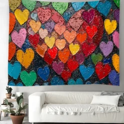 June Pride Month Rainbow Painting Hanging Tapestry Wall Art Large Tapestry Mural Decor Photograph Backdrop Blanket Curtain Home Bedroom Living Room Decoration