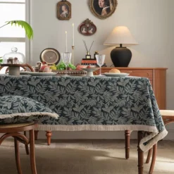 Jungle Pattern Table Cloth Retro Floral Table Cover Jacquard Tablecloth Red Elegant Style Custom Living Room Spring Home Decor Custom Size