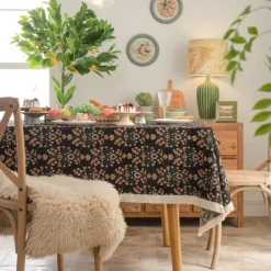 Jungle Pattern Table Cloth Retro Floral Table Cover Jacquard Tablecloth Red Elegant Style Custom Living Room Spring Home Decor Custom Size