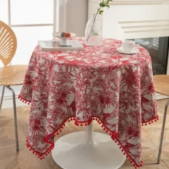 Jungle Pattern Table Cloth Retro Floral Table Cover Jacquard Tablecloth Red Elegant Style Custom Living Room Spring Home Decor Custom Size