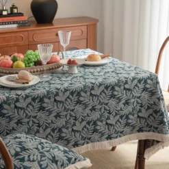 Jungle Pattern Table Cloth Retro Floral Table Cover Jacquard Tablecloth Red Elegant Style Custom Living Room Spring Home Decor Custom Size