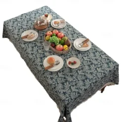 Jungle Pattern Table Cloth Retro Floral Table Cover Jacquard Tablecloth Red Elegant Style Custom Living Room Spring Home Decor Custom Size