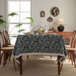 Jungle Pattern Table Cloth Retro Floral Table Cover Jacquard Tablecloth Red Elegant Style Custom Living Room Spring Home Decor Custom Size