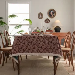 Jungle Pattern Table Cloth Retro Floral Table Cover Jacquard Tablecloth Red Elegant Style Custom Living Room Spring Home Decor Custom Size