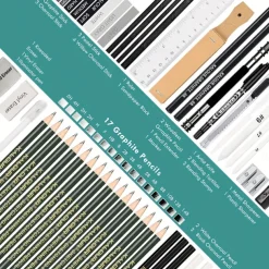 KALOUR 54-Pack Sketch Drawing Pencils Kit With SketchbookInclude GraphiteCharcoal Pencils And Artists ToolsPro Art Drawing Supplies For Adults Students Beginnersideal For Sketching Shading