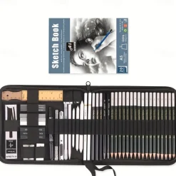KALOUR 54-Pack Sketch Drawing Pencils Kit With SketchbookInclude GraphiteCharcoal Pencils And Artists ToolsPro Art Drawing Supplies For Adults Students Beginnersideal For Sketching Shading