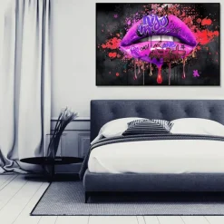 Kiss Me Graffiti Lips Pop Art Canvas Painting Abstract Love Poster And Print Art Wall Pictures For Living Room Home Decoration