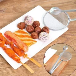 Kitchen 2 In 1 Stainless Steel Fine Mesh Filter Forceps Oil Scoop Oil Filter Filter Clip Filter Clip Fried Food Kitchen Tools