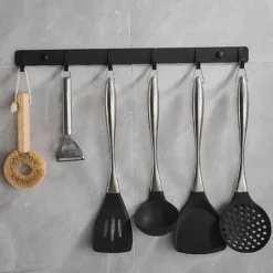 Kitchen Bathroom Hardware Set Space Aluminum Bathroom Hanger Black Hook Wall Mount Aluminum Coat Hook Bathroom Robe Hooks Hat Rack