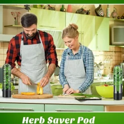 Kitchen Containers, Fresh Herb Saver Pod - Keep Herbs Fresh For Weeks In The Refrigerator - Keeps Cilantro, Mint, Parsley, Asparagus Fresh And Flavorful - Kitchen Storage Cup - Vanilla Keep-Fresh Cup