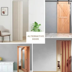 Kitchen Curtains Doorways Pleated Folding Curtain with Hooks Waterproof Fabric Doors Curtain for Closet and Room Divider 1 Panel