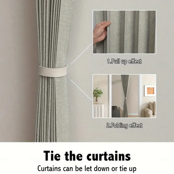 Kitchen Curtains Doorways Pleated Folding Curtain with Hooks Waterproof Fabric Doors Curtain for Closet and Room Divider 1 Panel