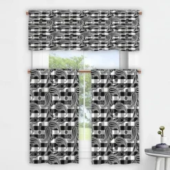 Kitchen Curtains Valance Tier Printed Marble Pattern Waterproof Oil Proof Stain Resistant Kitchen Bedroom Small Curtains