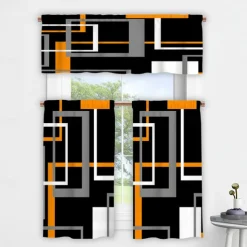 Kitchen Curtains Valance Tier Printed Marble Pattern Waterproof Oil Proof Stain Resistant Kitchen Bedroom Small Curtains