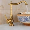 Kitchen faucet - Single Handle One Hole Antique Brass Standard Spout Centerset Retro Vintage Kitchen Taps