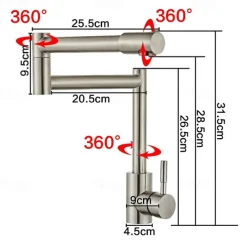 Kitchen faucet - Single Handle One Hole Nickel Brushed Pot Filler Free Standing Contemporary Kitchen Taps