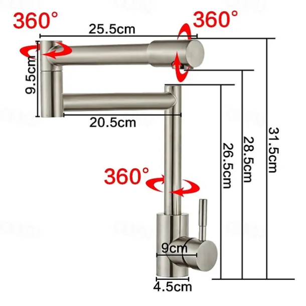 Kitchen faucet - Single Handle One Hole Nickel Brushed Pot Filler Free Standing Contemporary Kitchen Taps