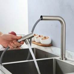 Kitchen faucet - Single Handle One Hole Stainless Steel Pull-out /Pull-down Other Contemporary Kitchen Taps cold or hot water only