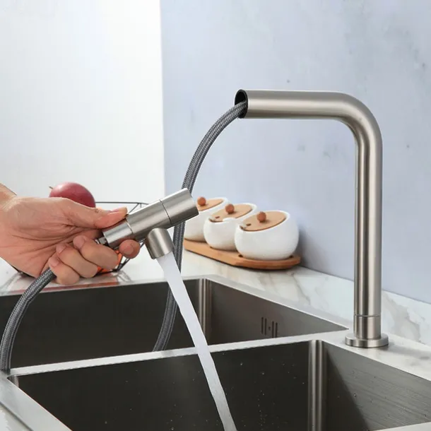 Kitchen faucet - Single Handle One Hole Stainless Steel Pull-out /Pull-down Other Contemporary Kitchen Taps cold or hot water only