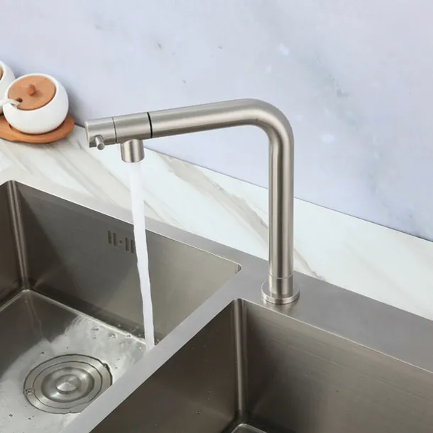 Kitchen faucet - Single Handle One Hole Stainless Steel Pull-out /Pull-down Other Contemporary Kitchen Taps cold or hot water only