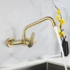 Kitchen faucet - Single Handle Two Holes Brushed Gold Pot Filler Wall Mounted Contemporary Kitchen Taps