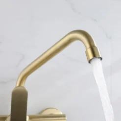 Kitchen faucet - Single Handle Two Holes Brushed Gold Pot Filler Wall Mounted Contemporary Kitchen Taps