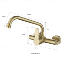 Kitchen faucet - Single Handle Two Holes Brushed Gold Pot Filler Wall Mounted Contemporary Kitchen Taps