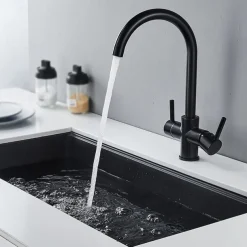 Kitchen faucet - Single Handle Two Holes Electroplated Purified water Centerset Antique Kitchen Taps