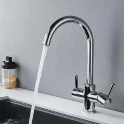 Kitchen faucet - Single Handle Two Holes Electroplated Purified water Centerset Antique Kitchen Taps