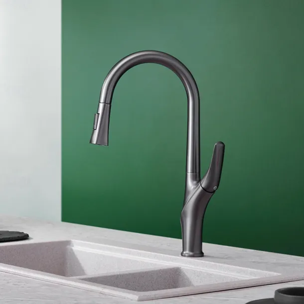 Kitchen faucet - Single Handle One Hole Chrome / Nickel Brushed / Electroplated Pull-out / Pull-down / Standard Spout / Tall / High Arc Centerset Modern Contemporary Kitchen Taps